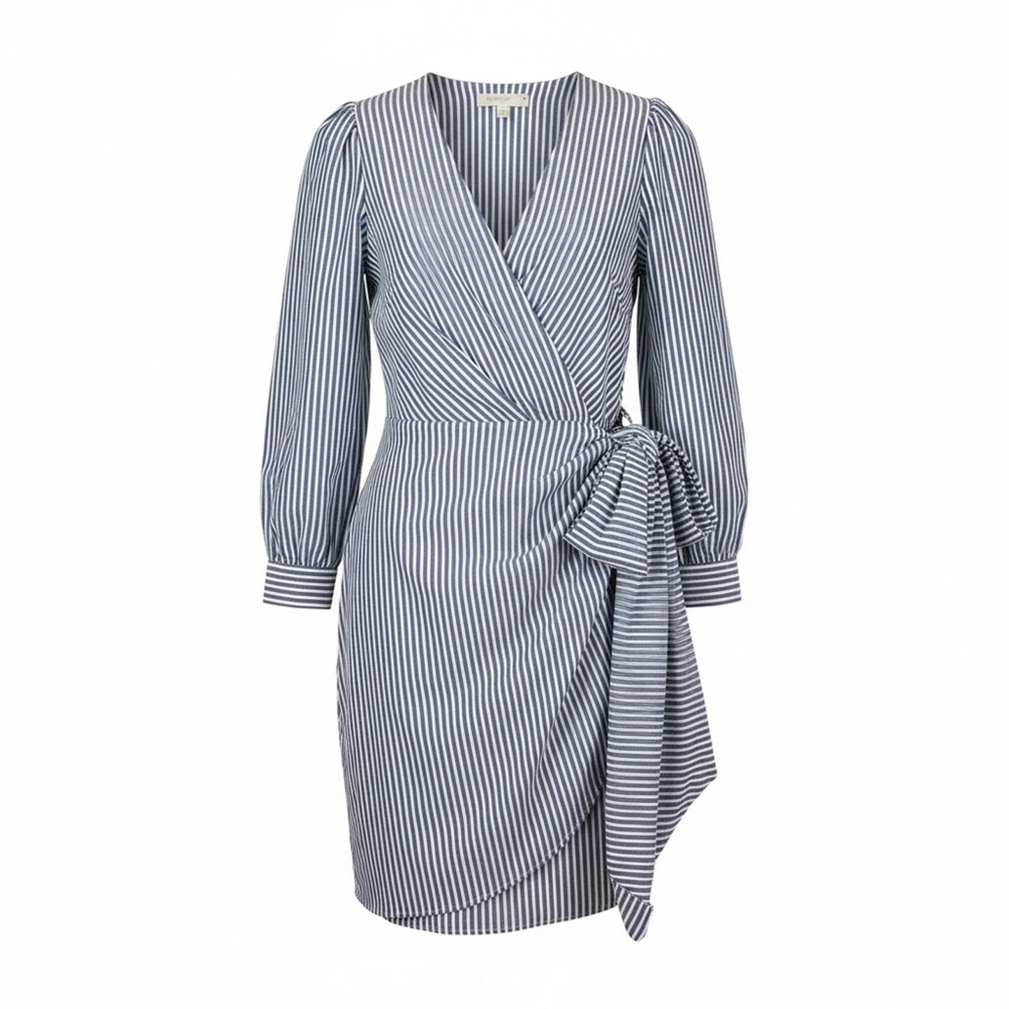 Etcetera Blue White Stripe Wrap Dress Size 10 Knee Length Coastal Preppy NWT