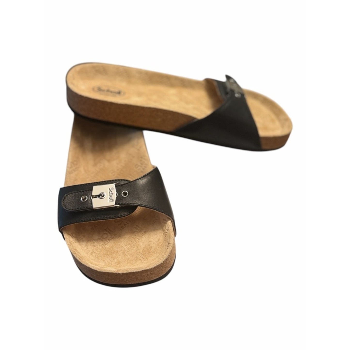 Balenciaga x Scholl Leather Sandals Size 38 Black Lock Slide Made in Italy NEW In Box