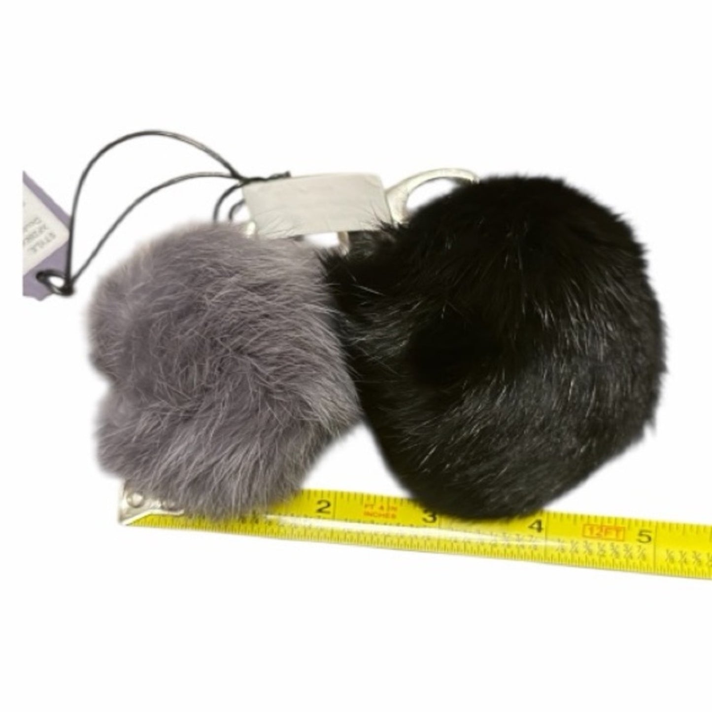 Rebecca Minkoff Black and Gray Pom Pom Key Holder New