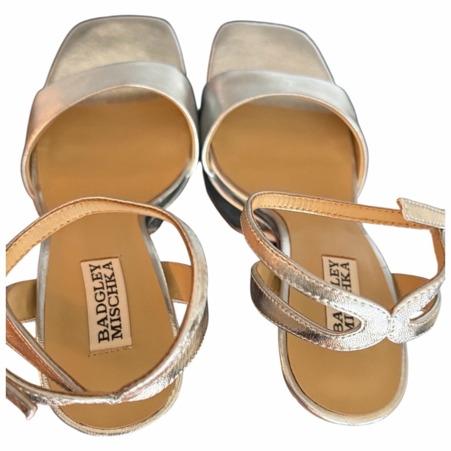 Badgley Mischka Caia Platform Heels 8.5 Silver Metallic NIB - Prom Wedding