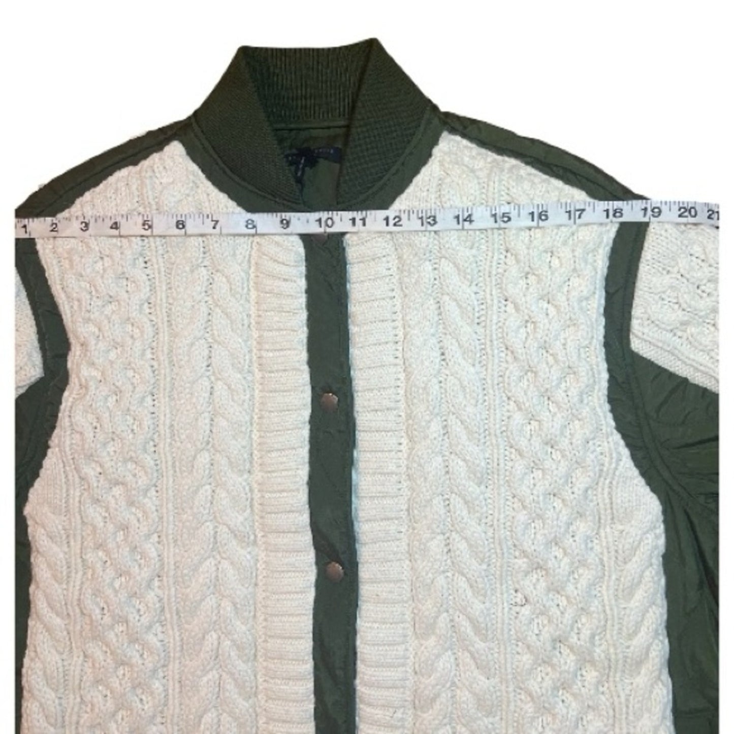 NWT Rag & Bone Winnie Mixed Media Jacket - Cream & Olive Woman’s size Med