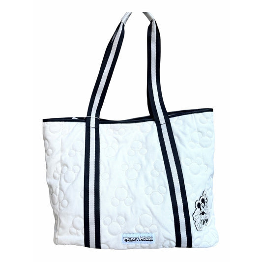 Disney x Skinnydip London Mickey Mouse Quilted Ecru Canvas Tote Bag NWT