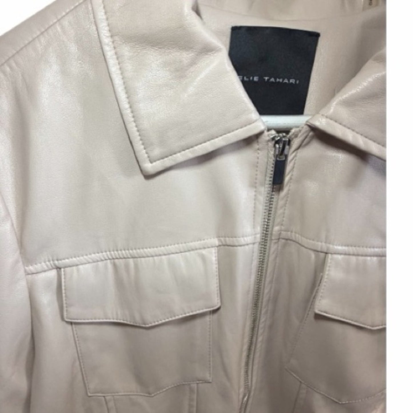 Elie Tahari "Zinc" Vegan Leather Jacket
Women's Light Tan Zip Front Size Large