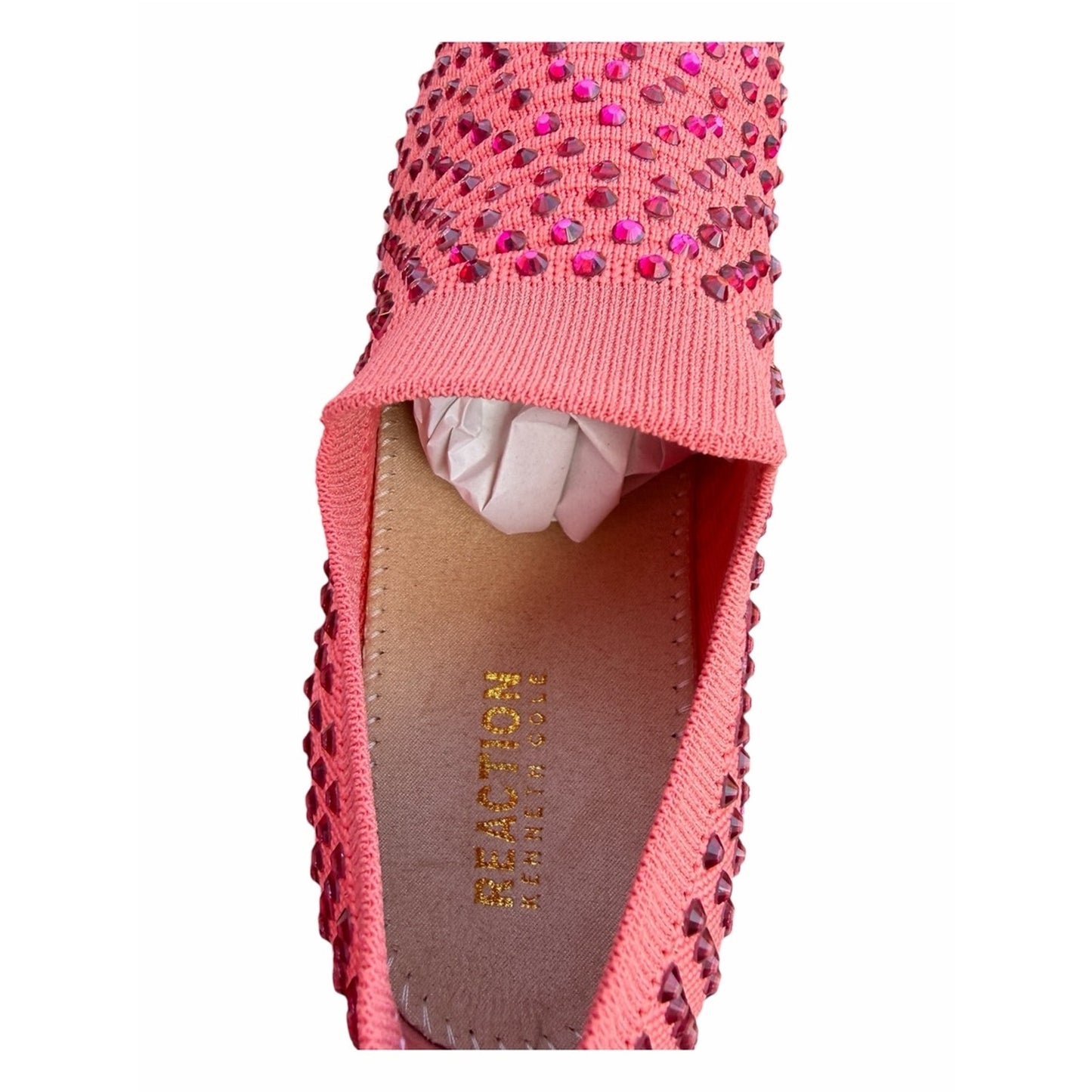 Kenneth Cole Reaction Cameron Jewel Jogger Rhinestone Knit Sneakers Pink 7.5