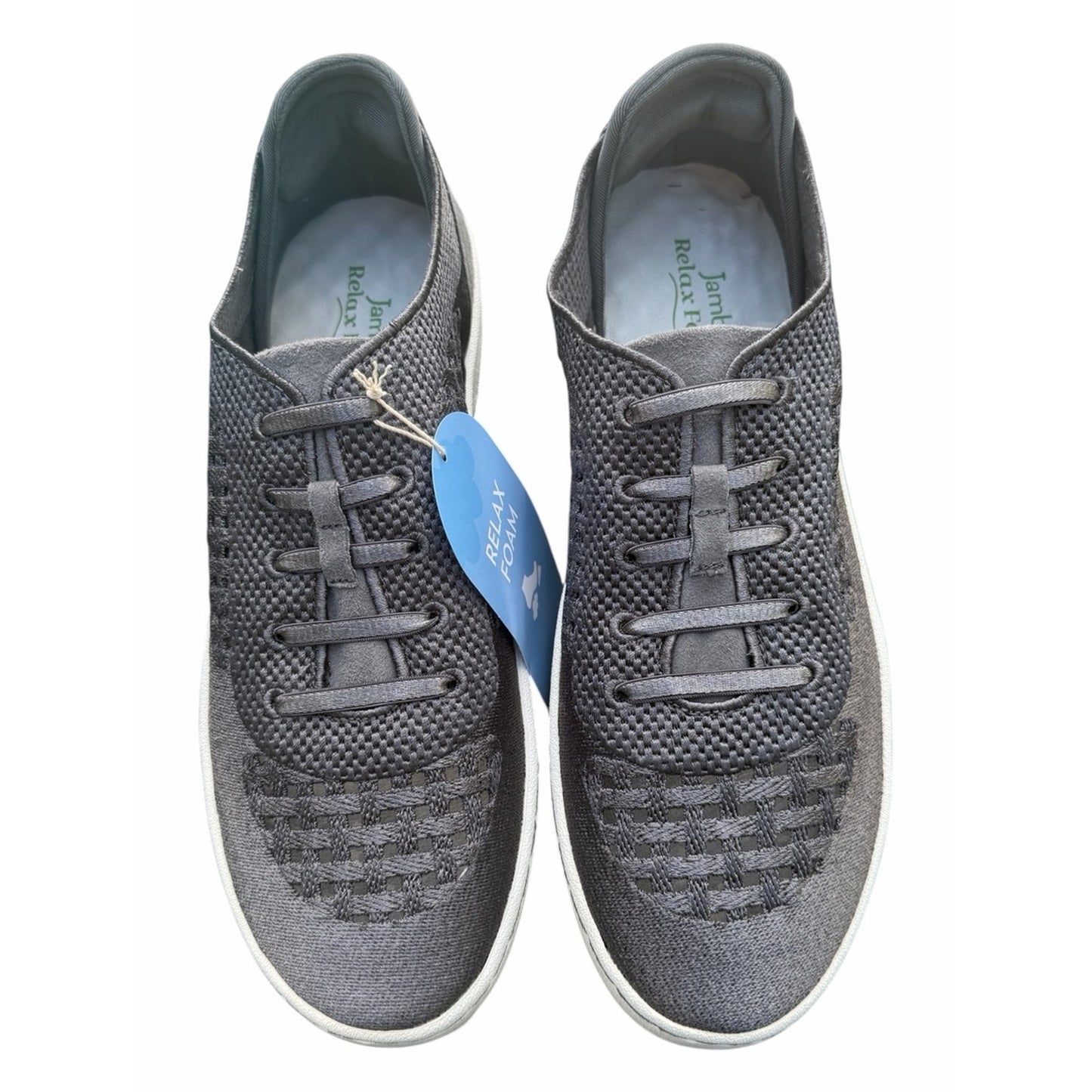 Jambu Lilac Charcoal Leather Knit Elastic Lace Comfort Travel Sneakers 8.5 NIB