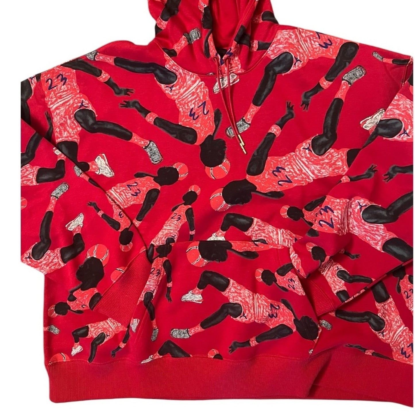 Jordan Nike Women's XL Hoodie NWT RedAll-over Basketball Player Print Loose Fit