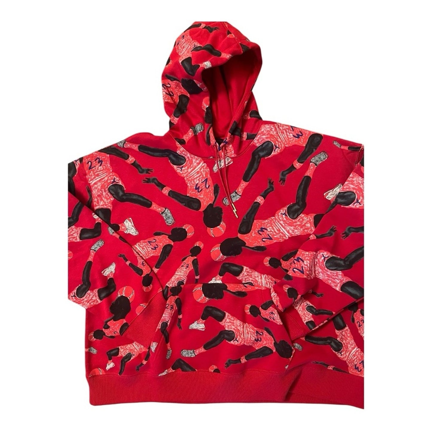 Jordan Nike Women's XL Hoodie NWT RedAll-over Basketball Player Print Loose Fit