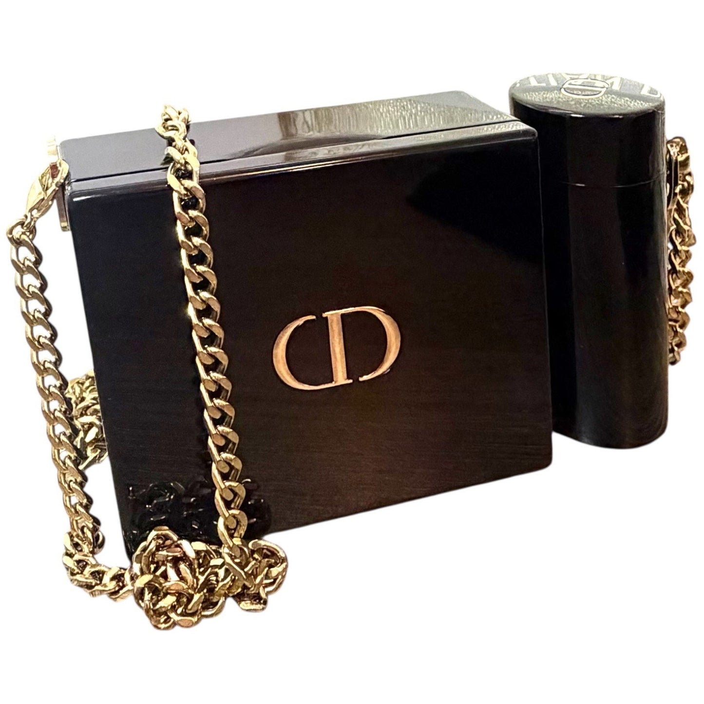 Dior Acrylic Lipstick Clutch Set w Chain + 4 Lipsticks + Duster + Box