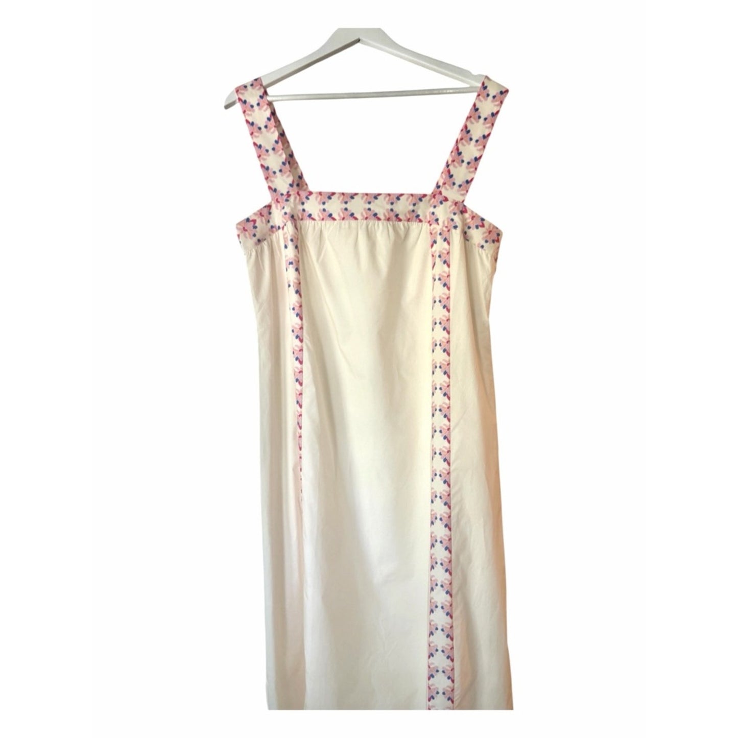 Hermoza Ava Maxi Dress L Ivory Floral Graceful Garlands Cotton 70s Sundress NWT