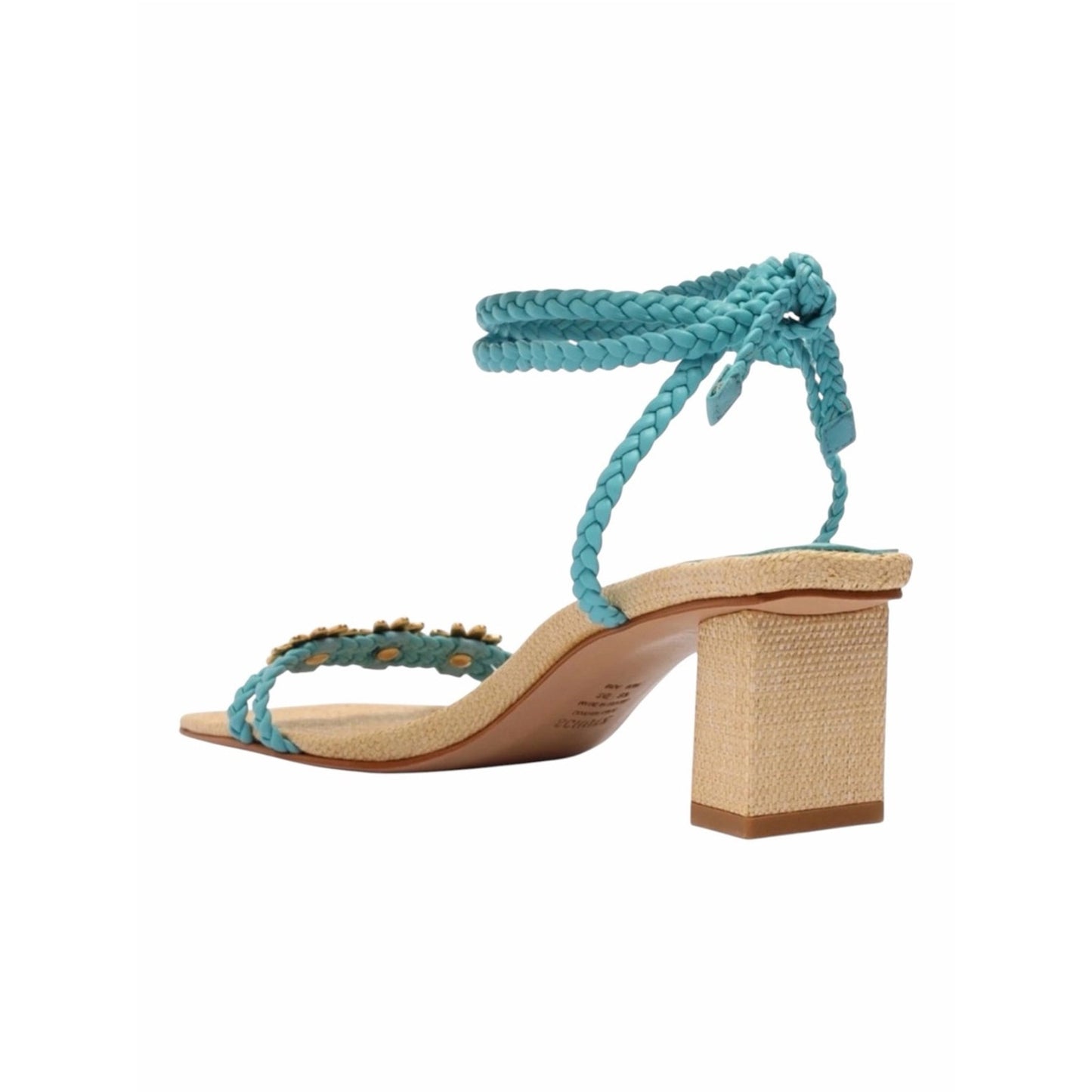 Schutz Hina Mid Daisy Raffia Lace-Up Block Heel Sandals NIB Dust Bag Size 9.5