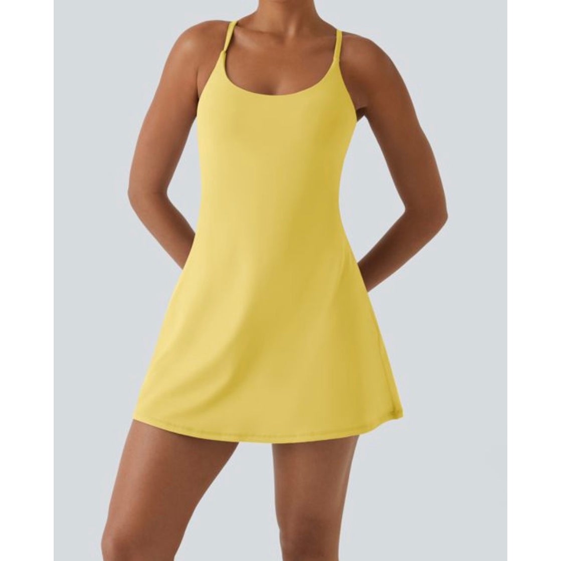 Halara Easy Peezy Women’s Yellow Tennis Dress with Pockets Size M New