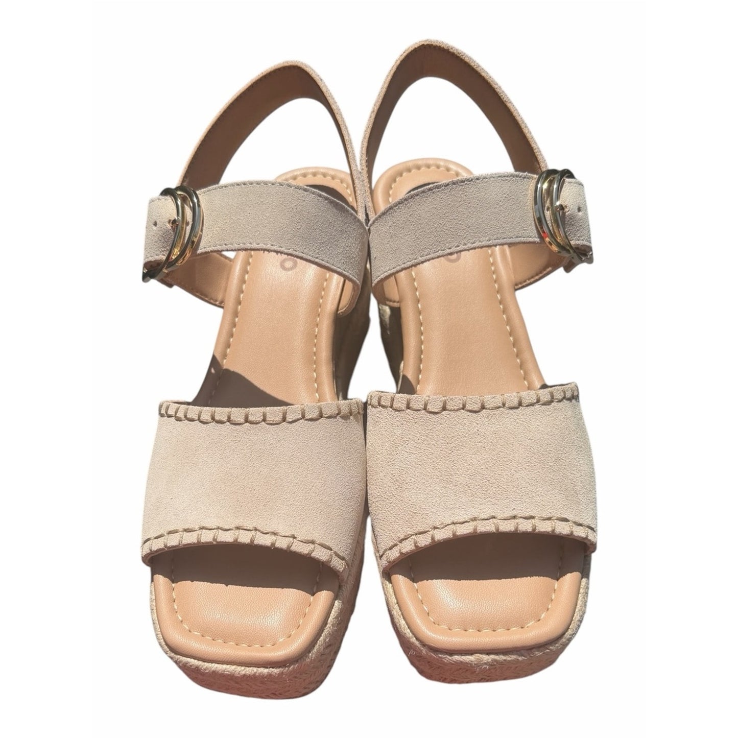 Blondo Leather Espadrille Wedge Sandals Nude Beige Size 10 NEW In Box