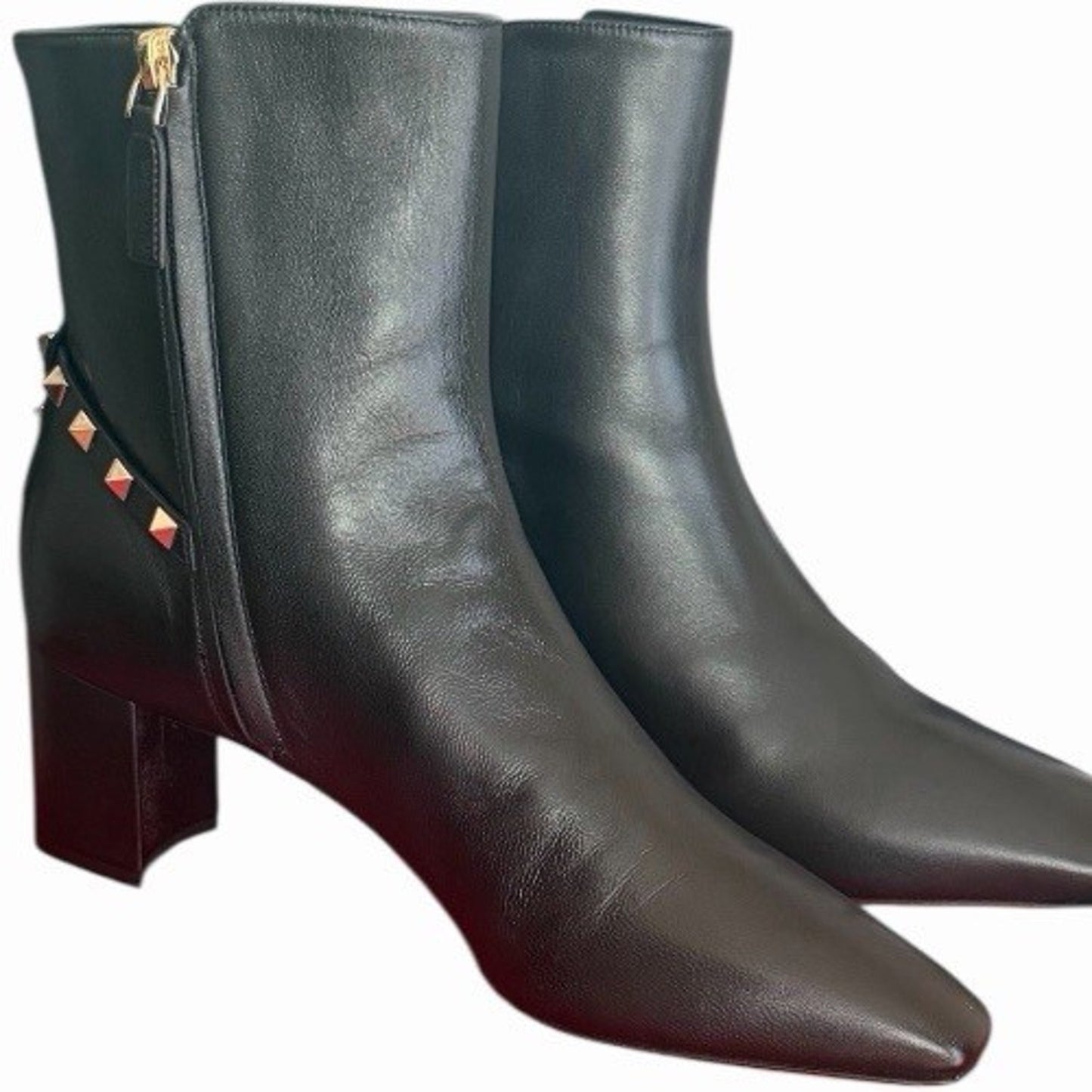 Valentino Garavani Rockstud Ankle Boots Black Leather Size 41 New in Box