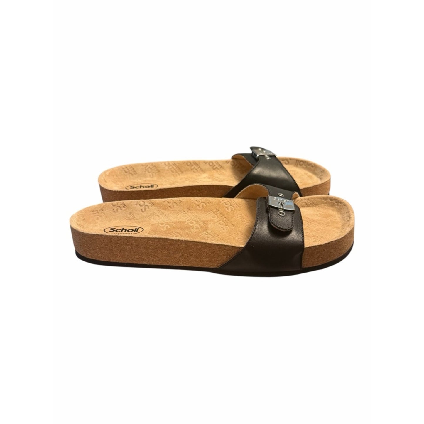 Balenciaga x Scholl Leather Sandals Size 38 Black Lock Slide Made in Italy NEW In Box