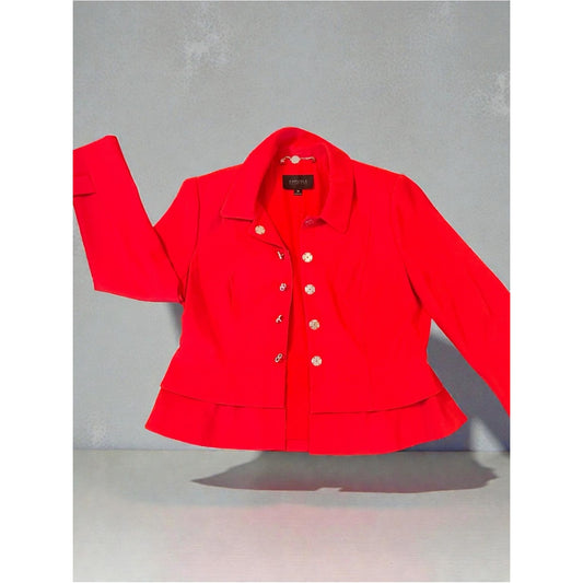 Carlisle Collection Red Peplum Blazer Size 14 New Everyday to Elevated Wear