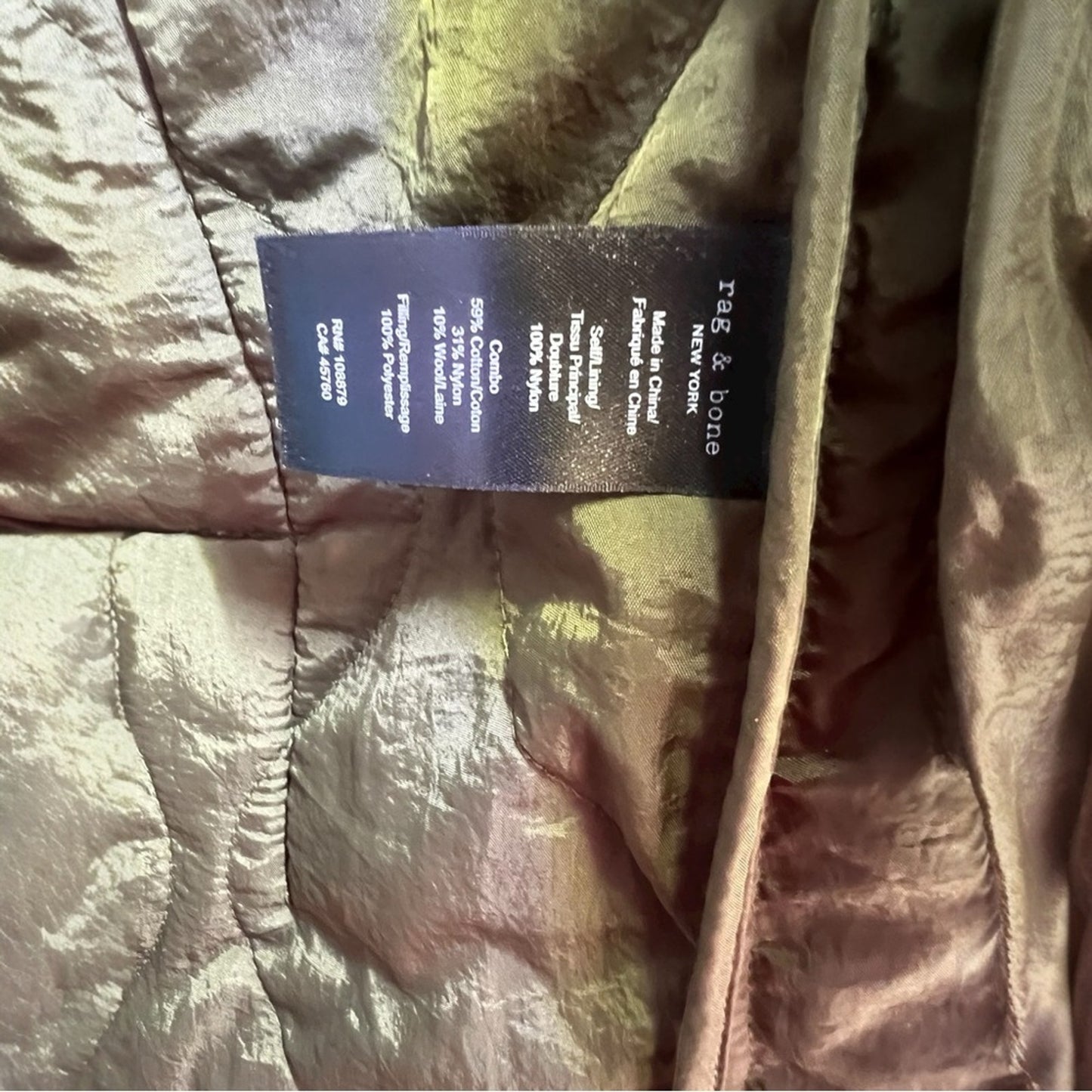 NWT Rag & Bone Winnie Mixed Media Jacket - Cream & Olive Woman’s size Med