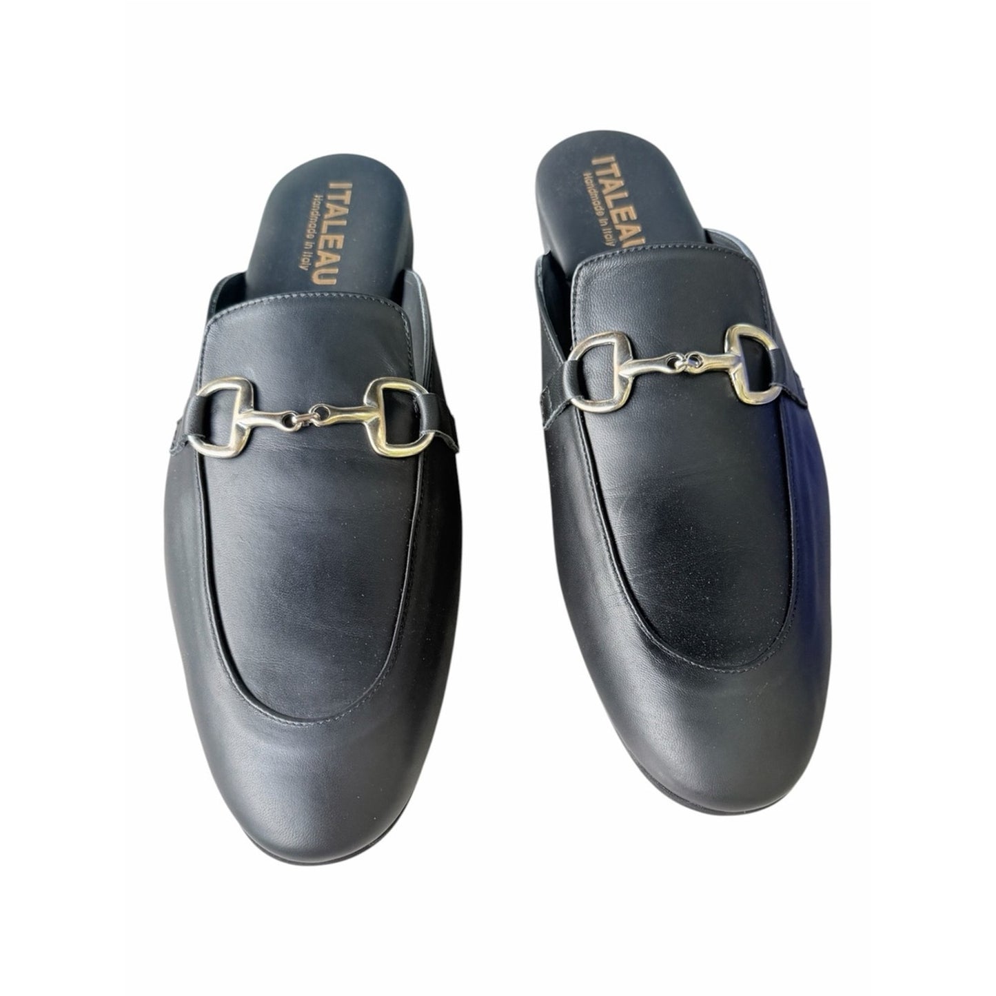 ITALEAU Lisa Flexlite Leather Horsebit Mule Loafers Black NIB EU 43 US 12