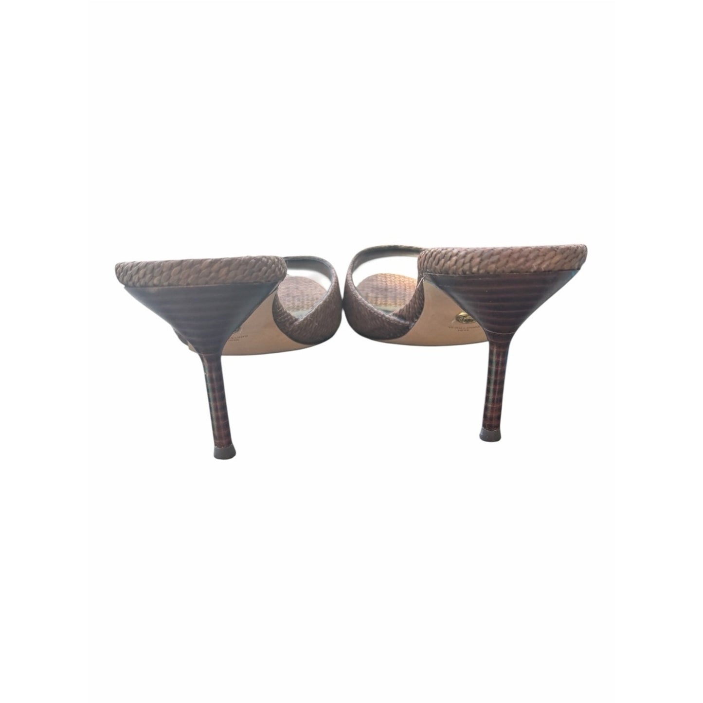 Veronica Beard Tia Espresso Woven Leather Mule Sandals Kitten Heel NIB Size 10