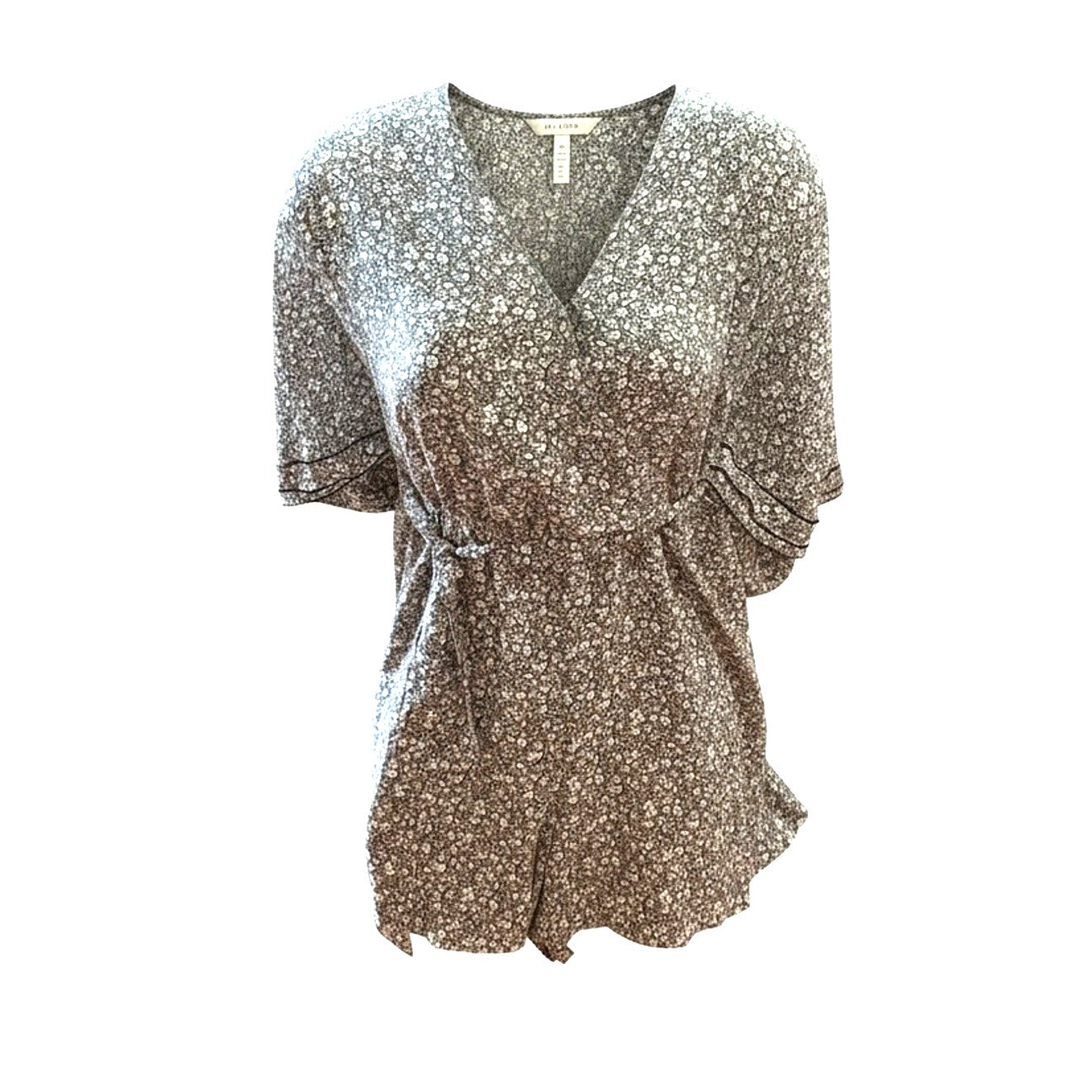 Rebecca Minkoff Floral Wrap Romper Flutter Sleeve Pockets Bloomcore Boho M