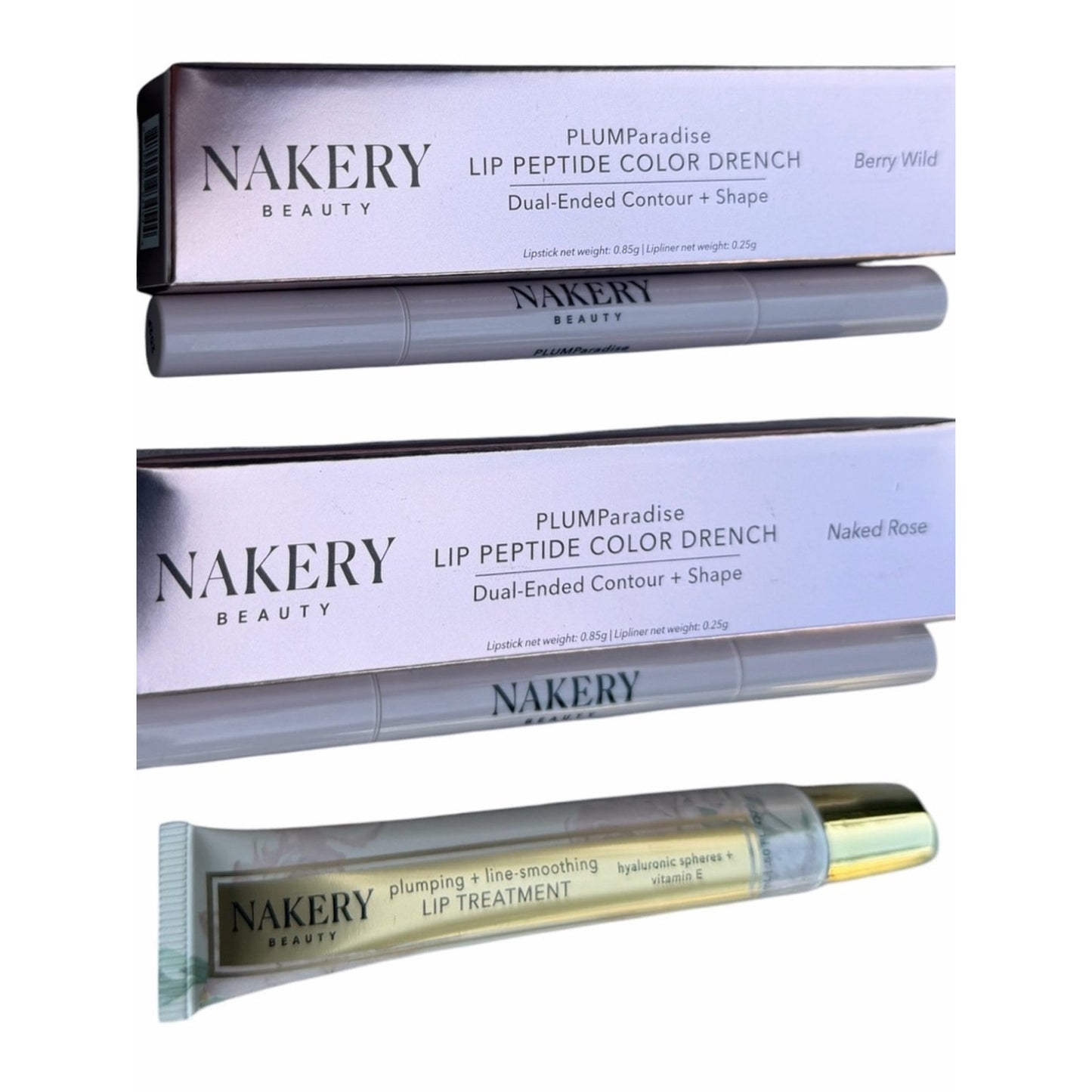 Nakery Beauty PLUMParadise Lip Peptide Bundle 3PC NIB Plumping Lip Care