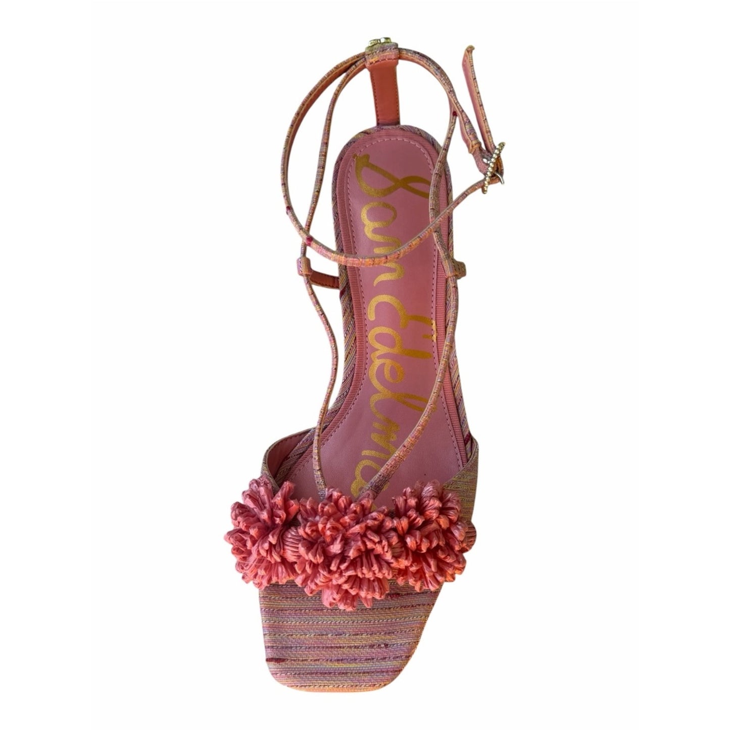 Sam Edelman Phoebe Pink Stripe Floral Heeled Sandals Size 7 New With Box