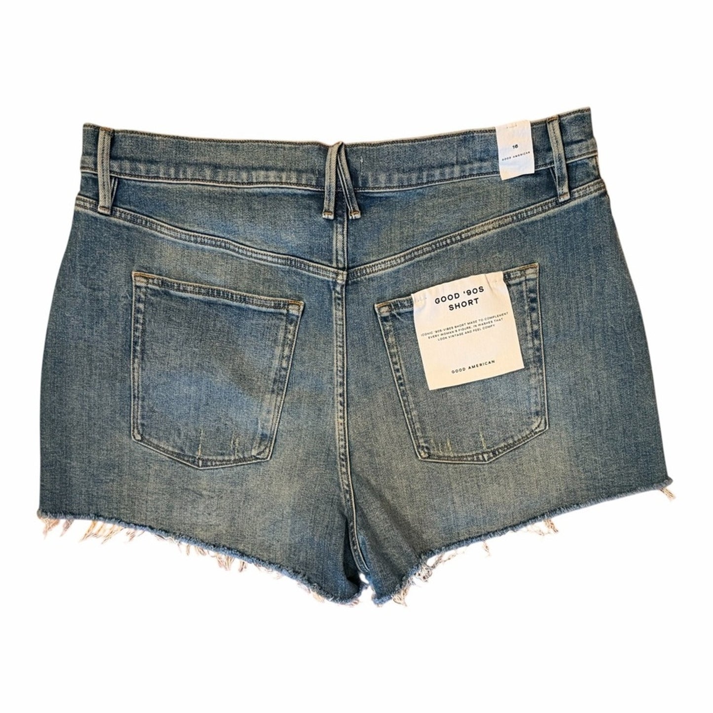 Good American Good 90s Shorts Size 16 High Rise Retro Distressed Denim Cutoffs