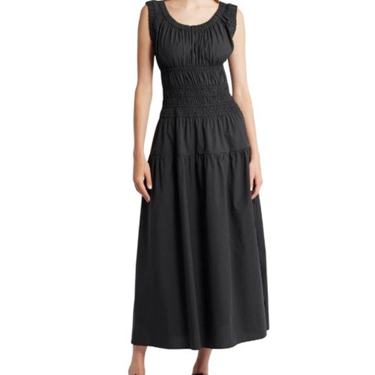 Rails Anastasia Shirred Maxi Dress Size Medium, Black - Sleeveless -NWT