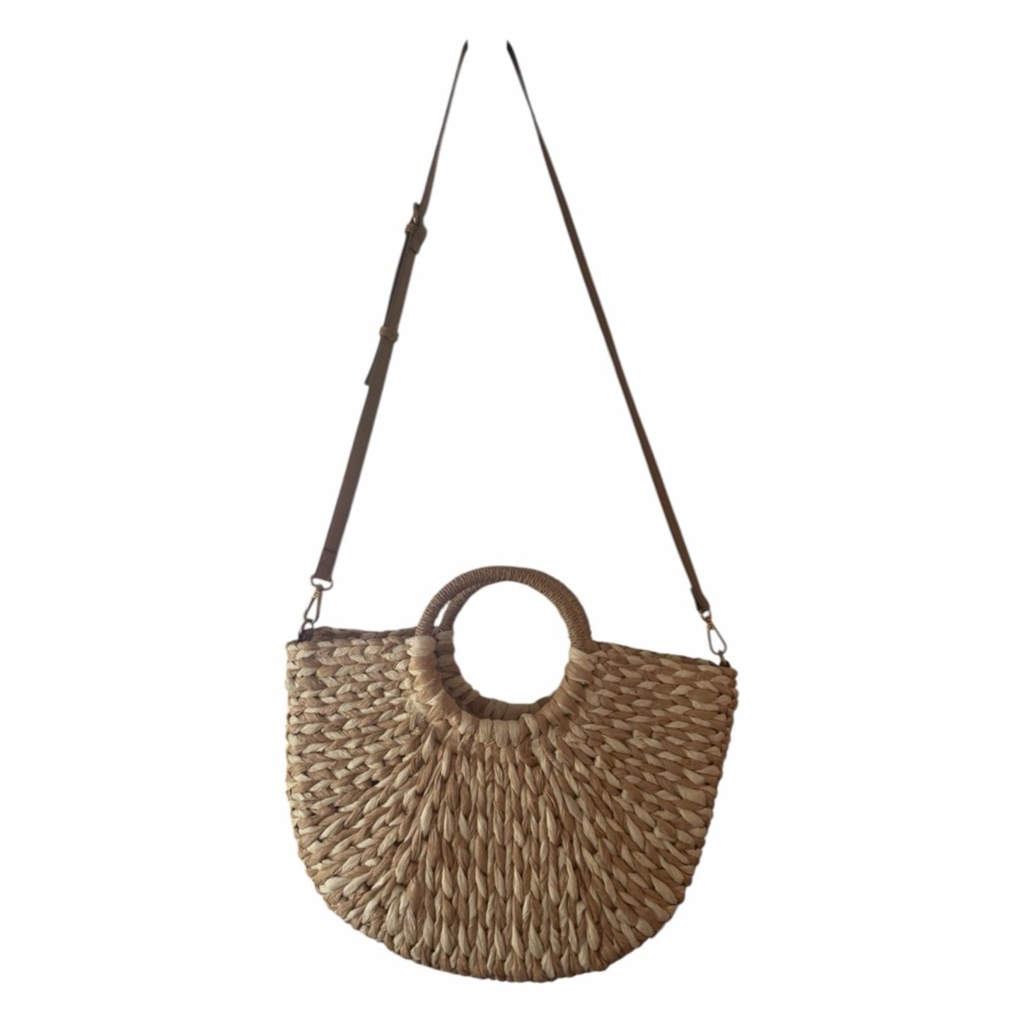 Straw Woven Tote Bag Top Handle + Crossbody Summer Beach Resort Bag NWT
