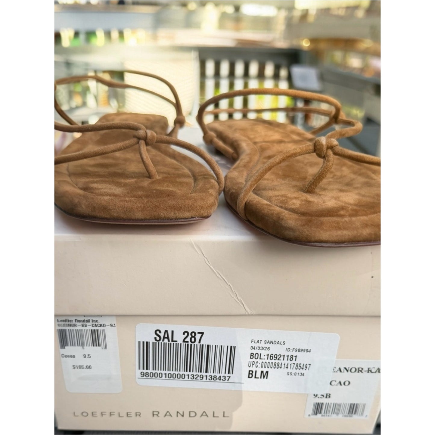 Loeffler Randall Eleanor Cacao Suede Flat Sandals Size 9.5 NIB