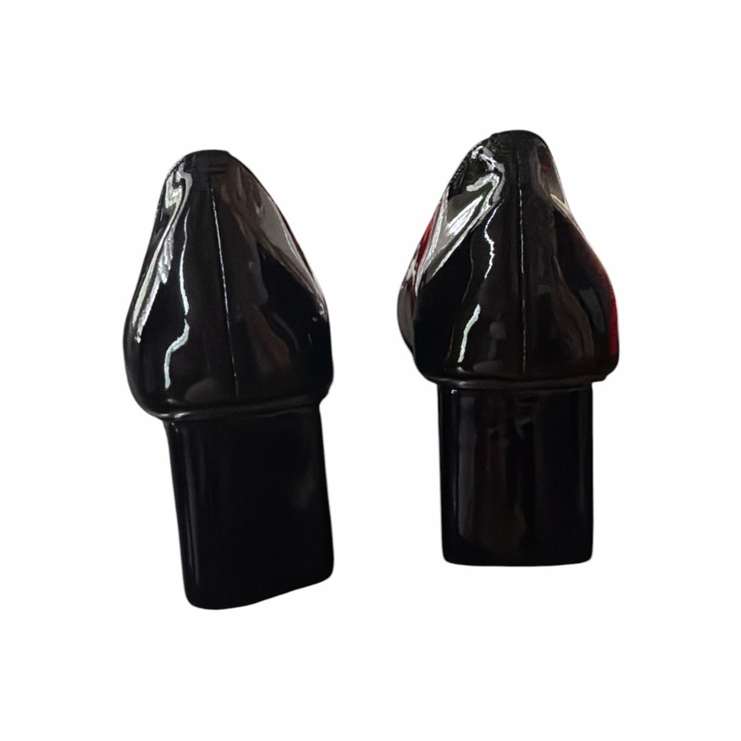 Paolo Bilson-L Black Patent Pointed Toe Block Heel Pumps 7M NIB Dust Bags