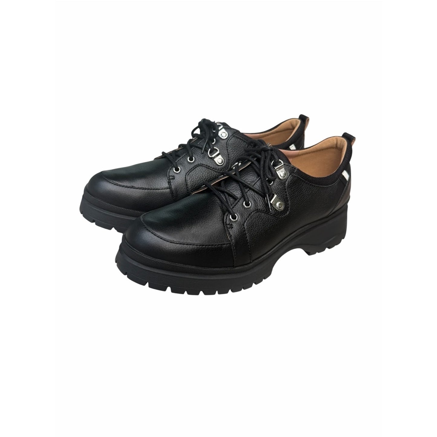 Paolo Rielo-L Black Leather Lug Sole Oxfords NIB Women’s 9M