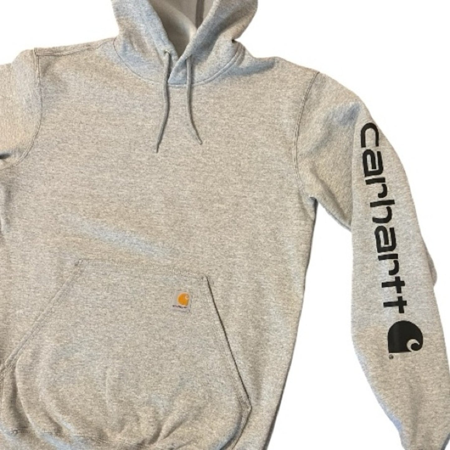 NWT Carhartt Light Gray Men's Hoodie with Sleeve Logo Size Small