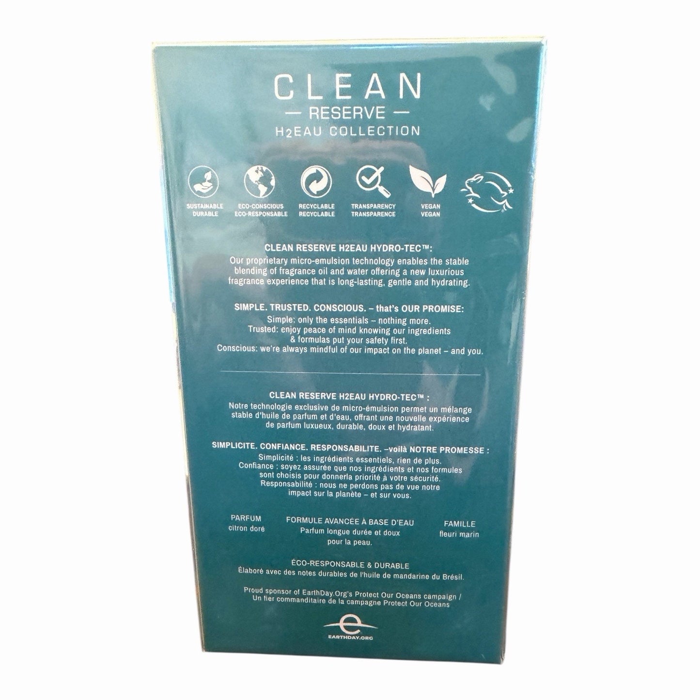 Clean Reserve H2EAU Golden Citrus Eau de Parfum 3.4 oz 100ml New Sealed