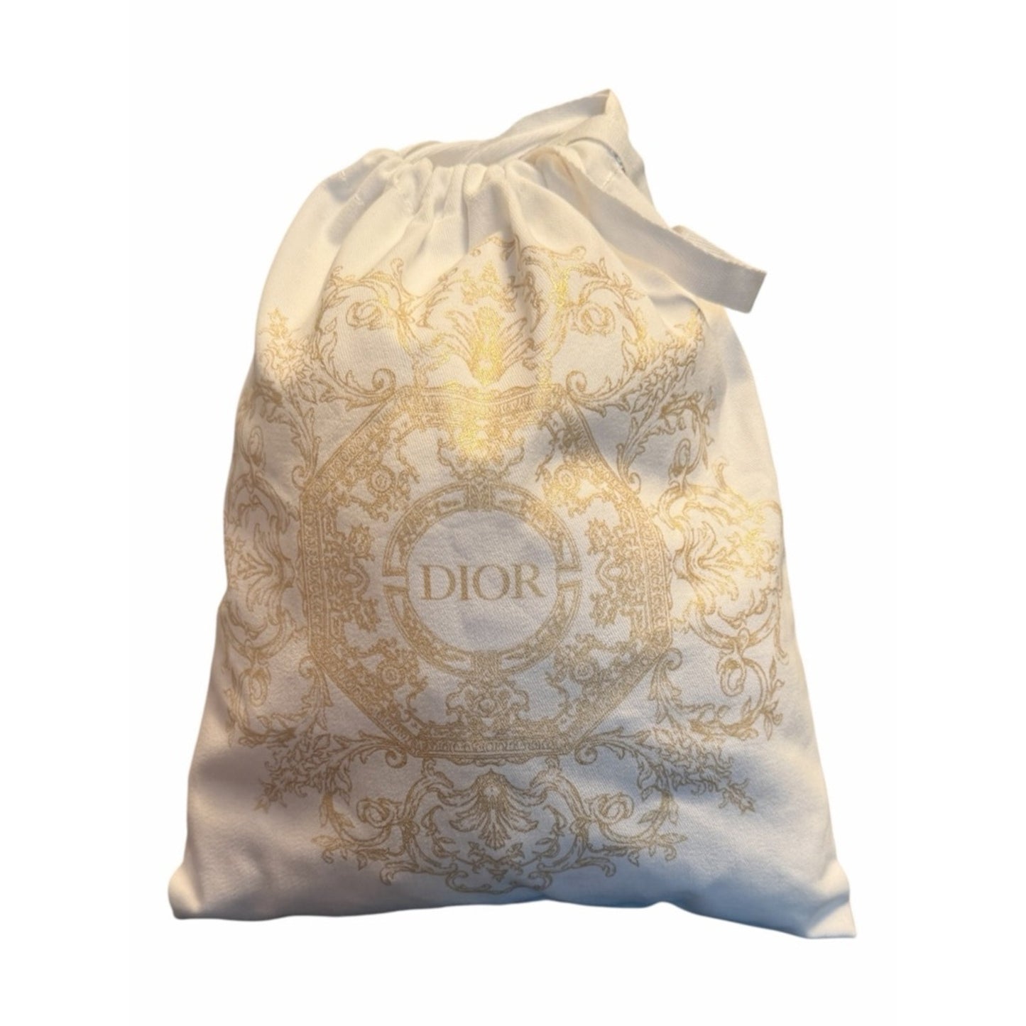 Dior Gold Toile Drawstring Pouch | Luxury Mini Bag Cosmetic Travel Case Giftable