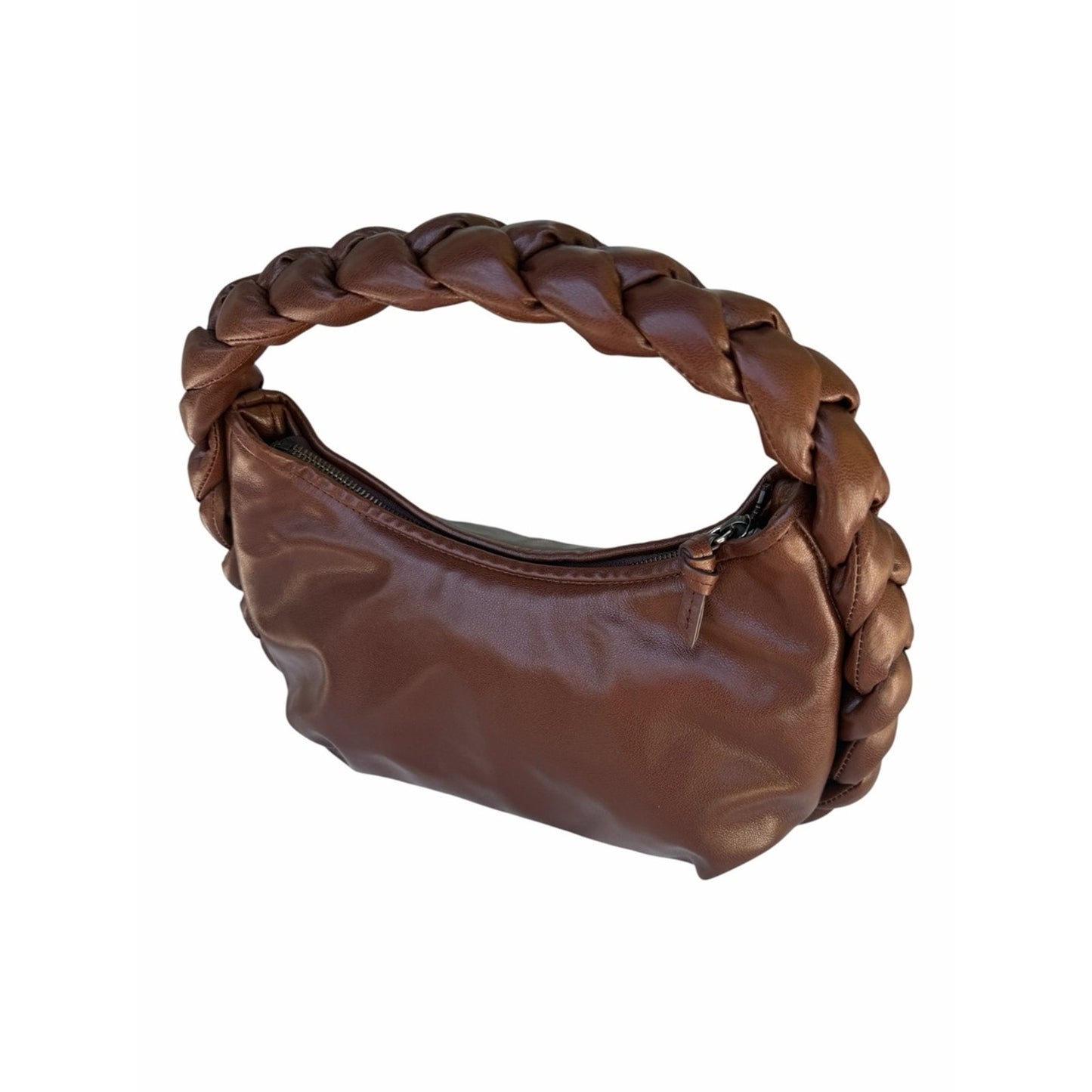HEREU Espiga Braided Leather Hobo Shoulder Bag Chocolate Brown NEW w/Dust Bag