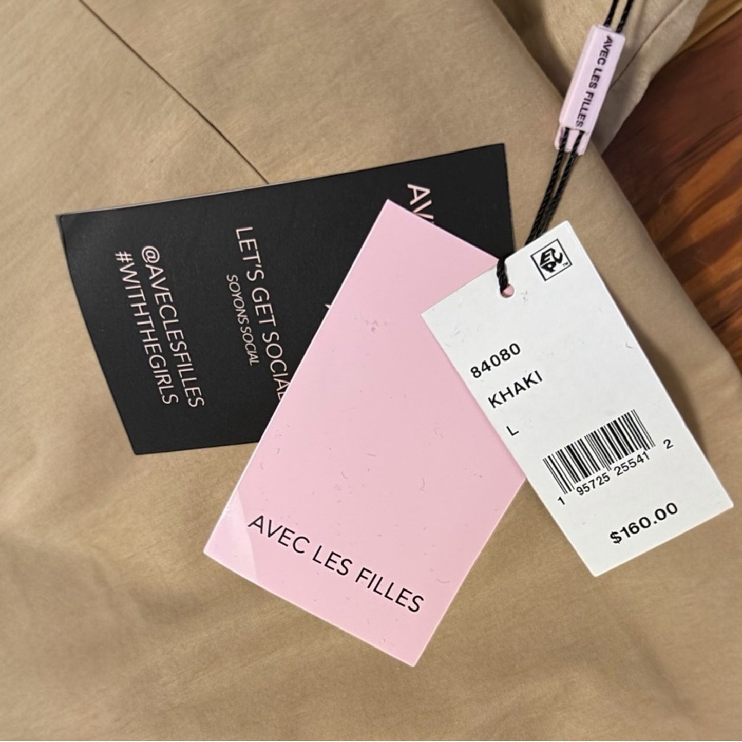 New Avec Les Filles Cropped Trench Coat Khaki Women’s Size L