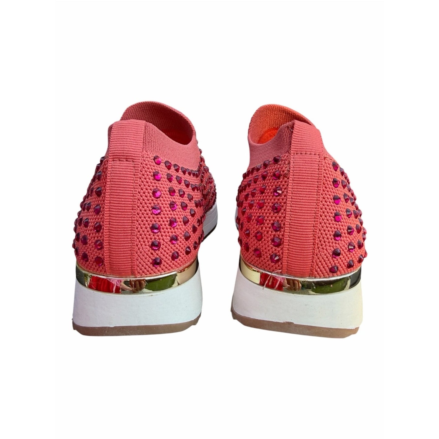 Kenneth Cole Reaction Cameron Jewel Jogger Rhinestone Knit Sneakers Pink 7.5