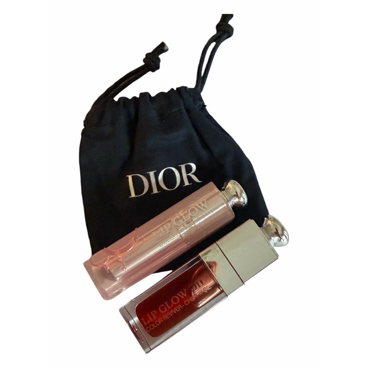 Dior Full Size Cherry Lip Glow Oil Reviver 062 + Lip Glow 039 w/ Dior Pouch New
