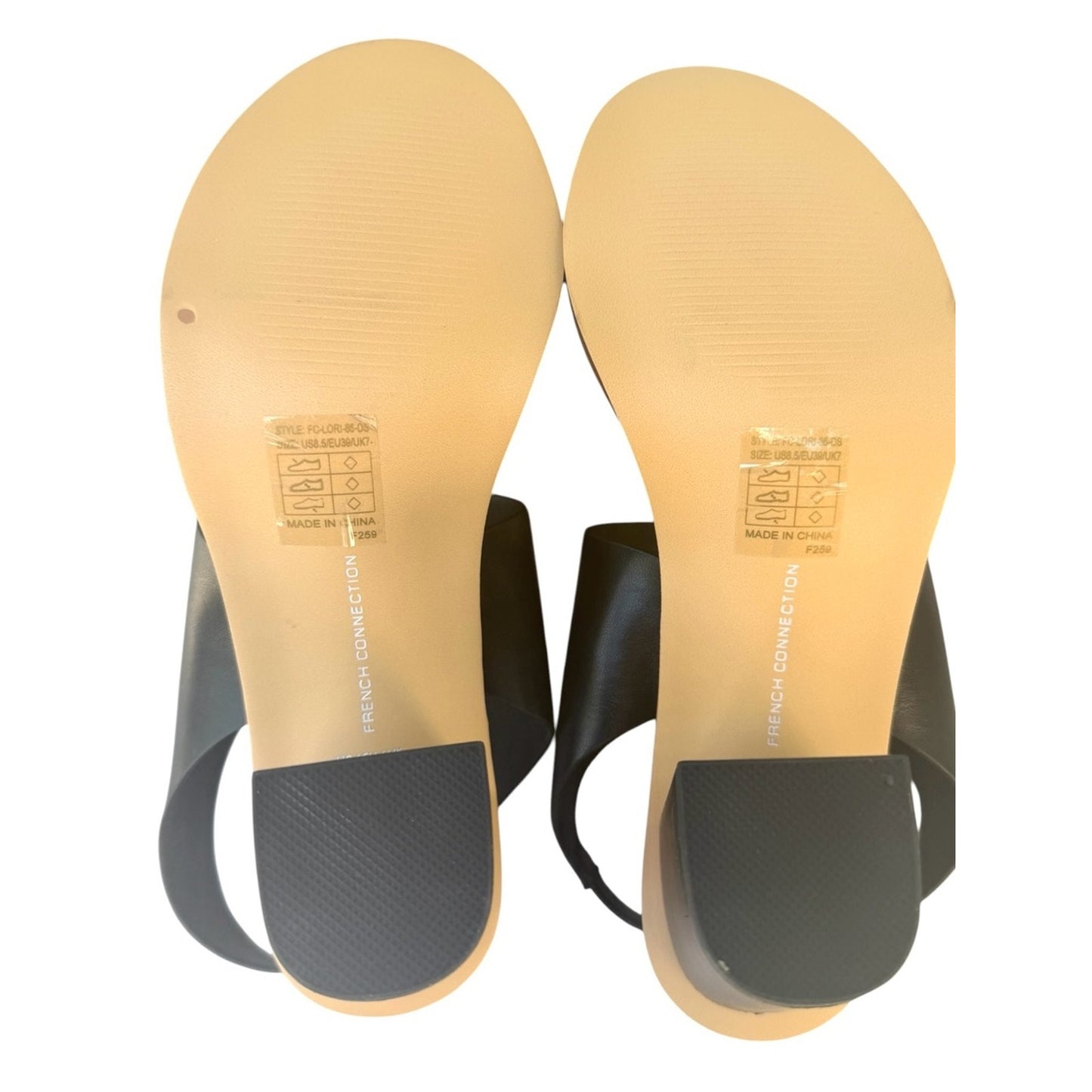 French Connection Lori Black Block Heel Slingback Sandals NIB Size 8.5