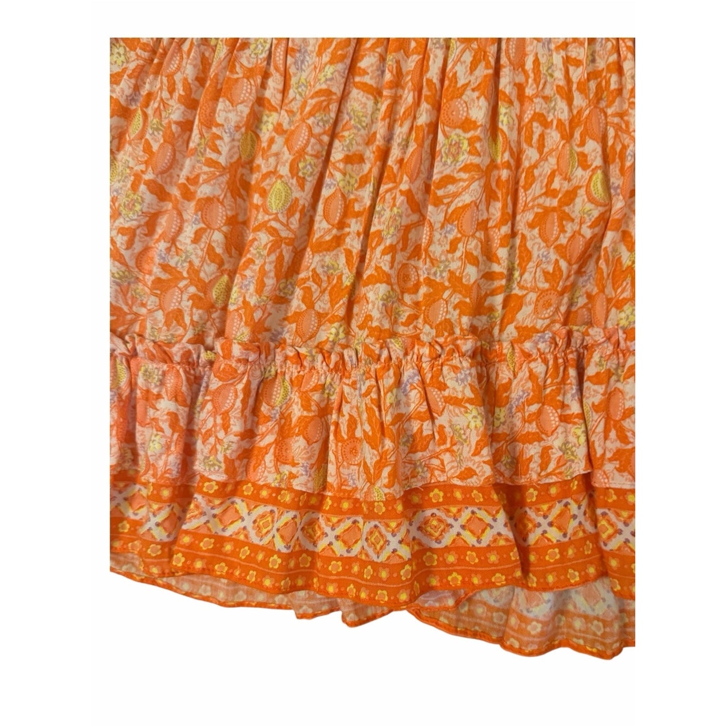 POUPETTE ST BARTH Bona V Mini Dress Orange Lemon Print NWT Size Medium