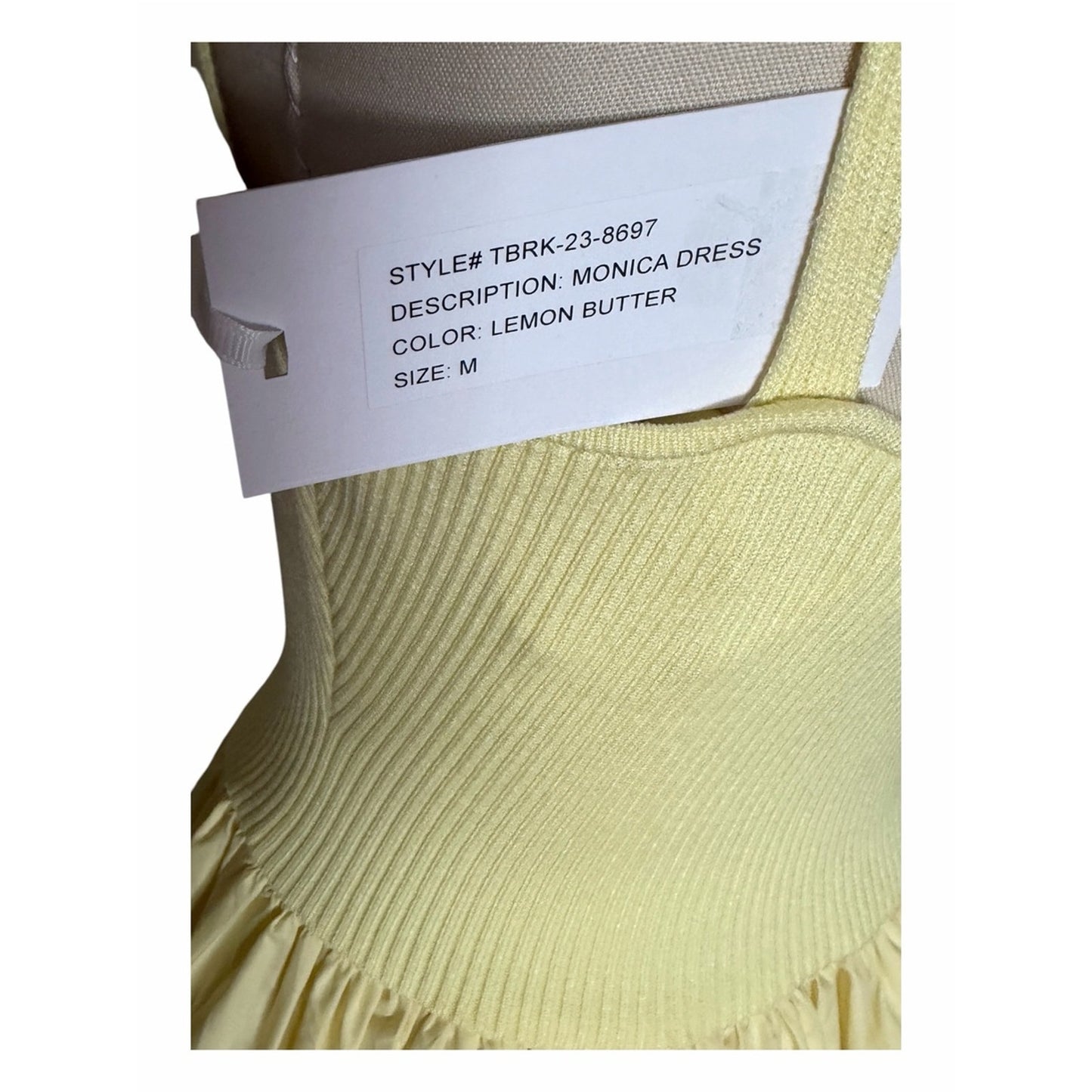 Torn by Ronny Kobo Monica Dress Lemon Butter Rib Knit Poplin Midi Dress NWT Size M
