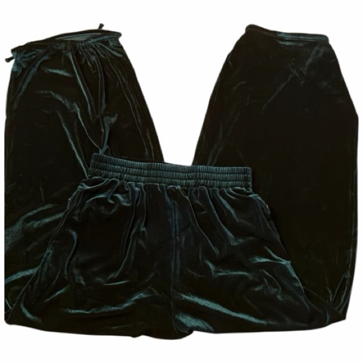 Halara Mid Rise Emerald Green Wide Leg Velvet Pants w/ Pockets NWT Size Med