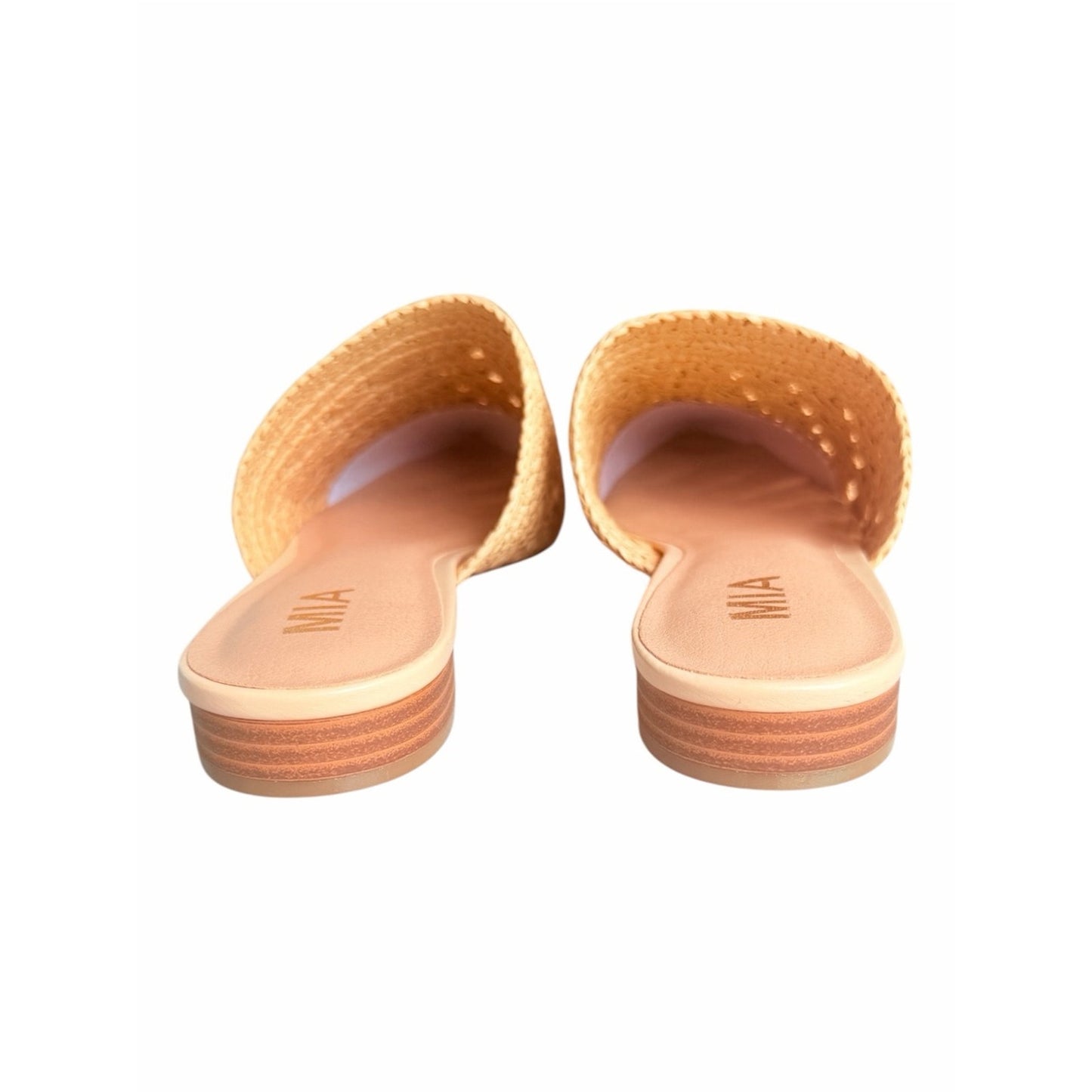MIA Jany Natural Woven Raffia Pointed Toe Mules Shoes Size 8.5 NIB
