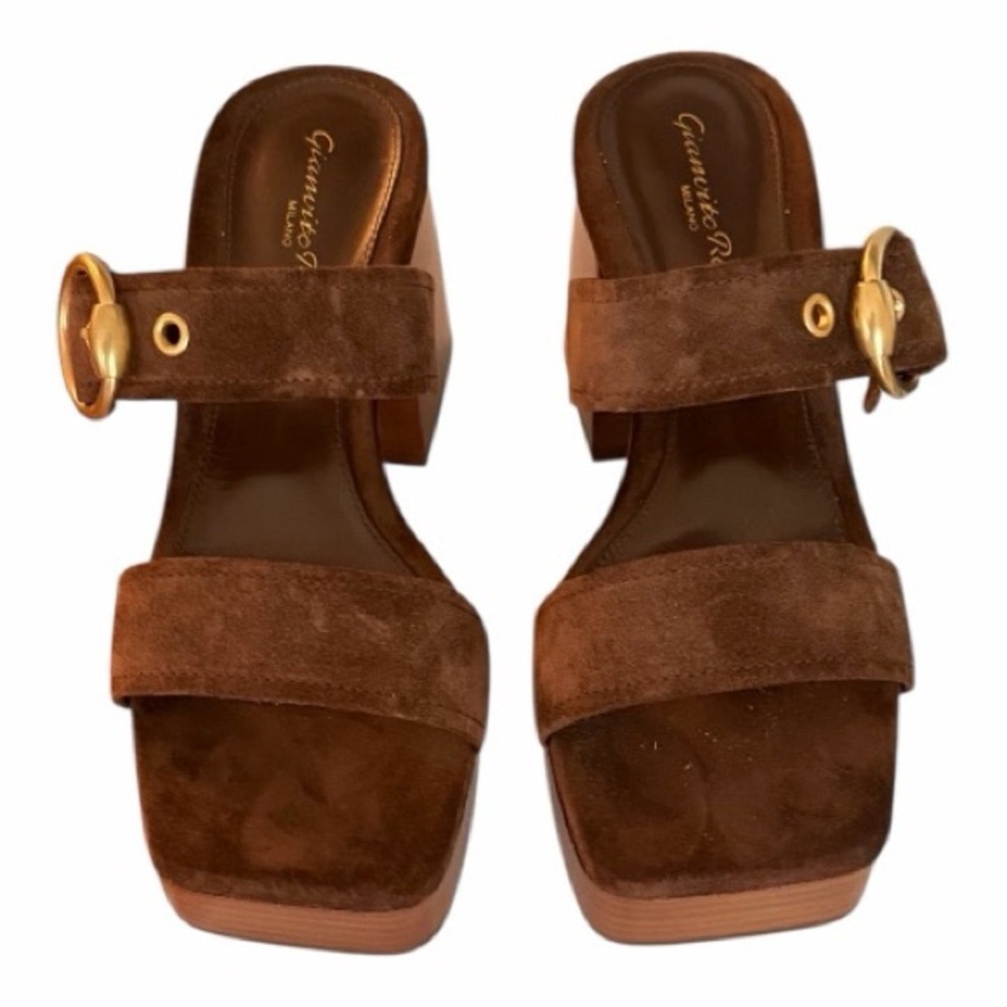 Gianvito Rossi Brown Suede Boho 70’s Style Platform Sandals | NEW | 36.5