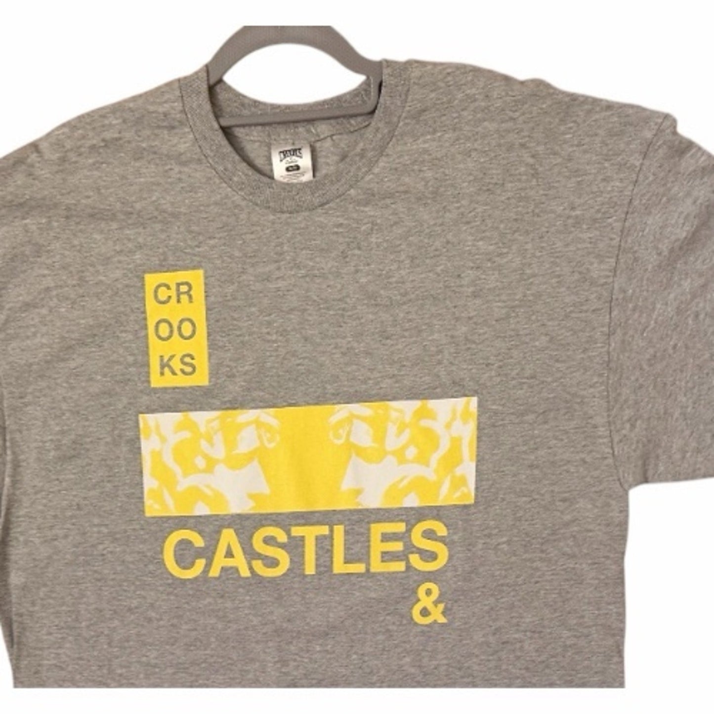 Crooks & Castles Men's XL Graphic T-Shirt Heather Gray Yellow NWOT