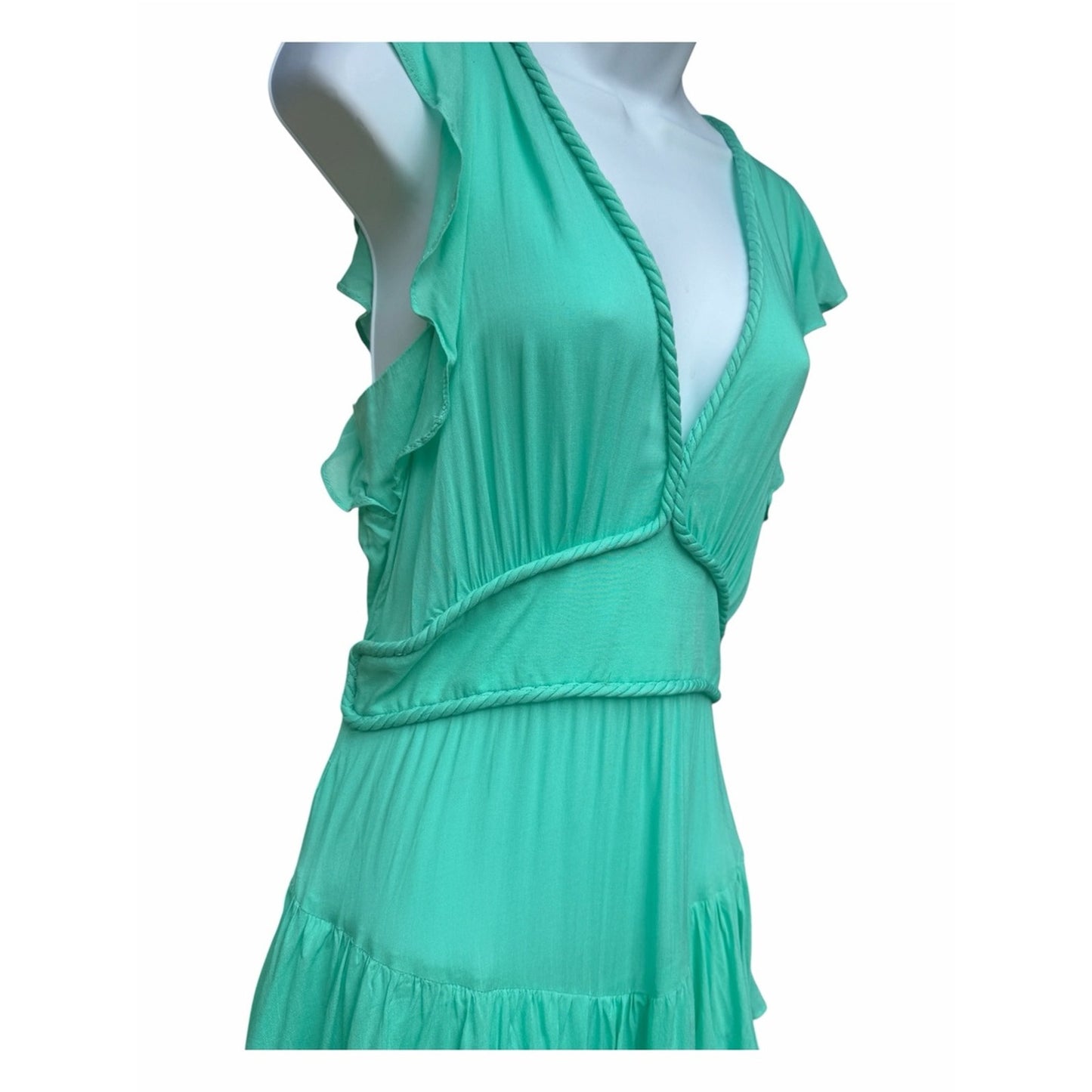 Poupette St Barth Genny Mini Dress Mint Green Ruffle Resort & FeminineNWT Size L