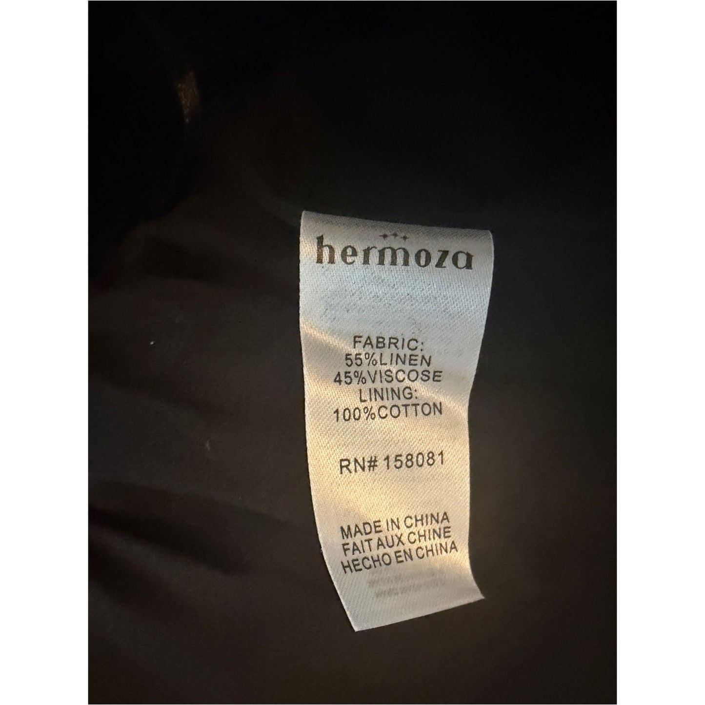 Hermoza Lala Cinched Mini Dress Black NWT Linen Blend Puff Sleeve Size S