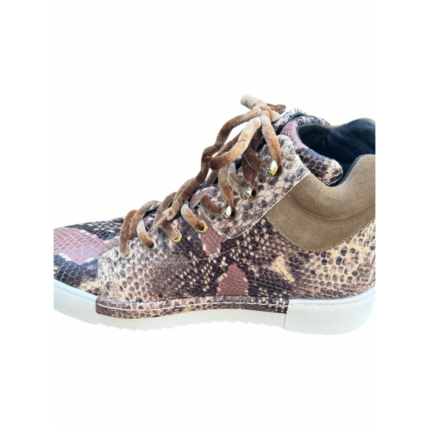 Cecelia NY Silow Snake Print High Top Y2K vibe Sneakers Velvet Laces NIB Size 8
