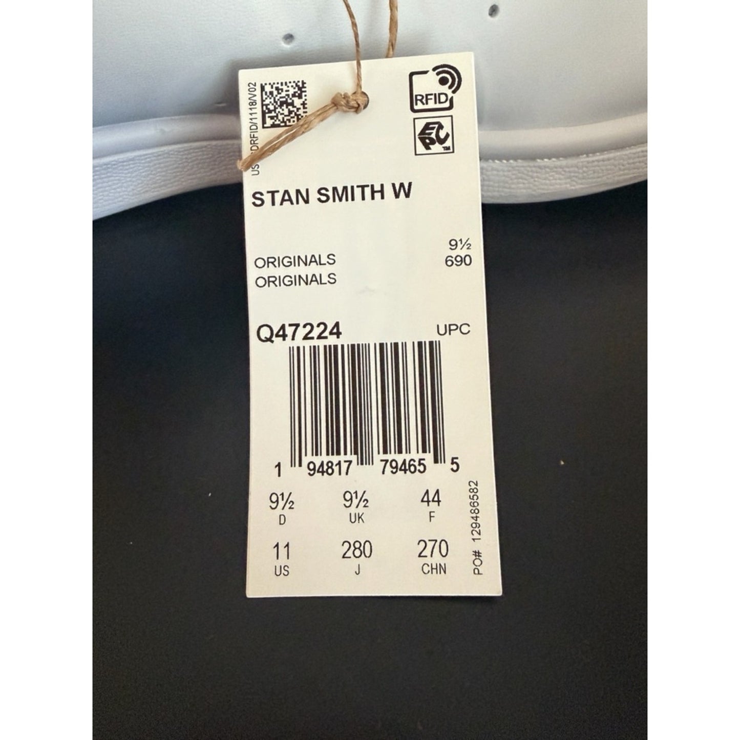 Adidas Stan Smith White Navy Leather Sneakers Women’s 11 NIB