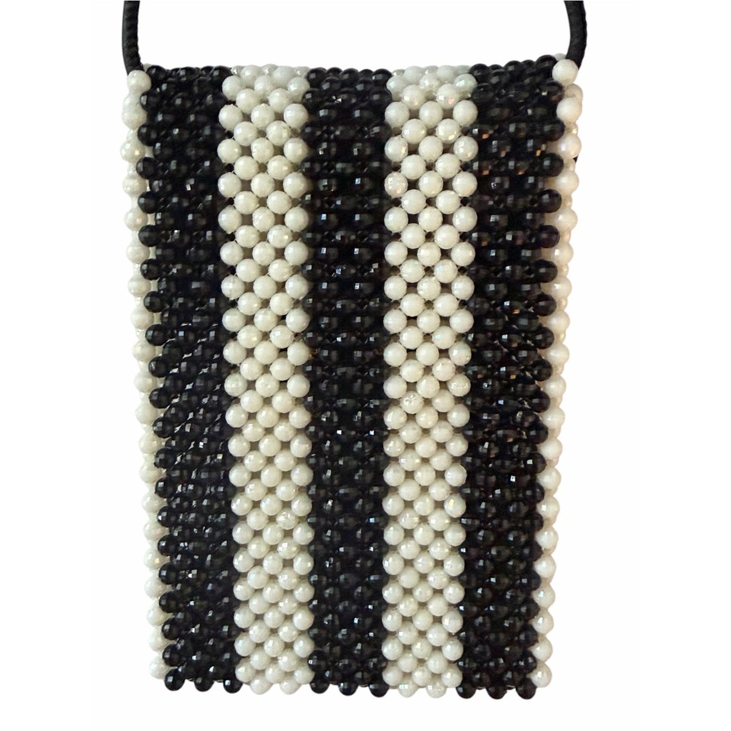 Furla Beaded Phone Crossbody Bag Black & Ivory Mini Pouch Italy
